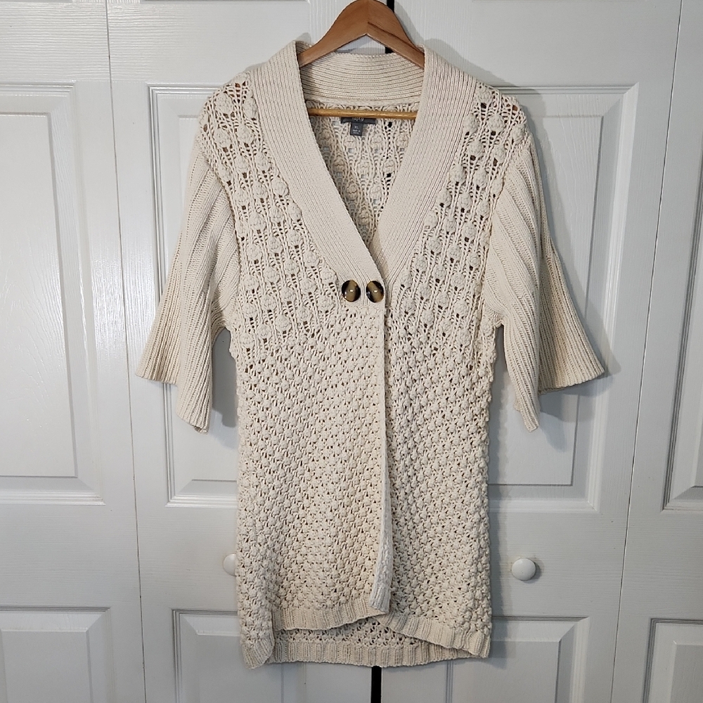 Apt. 9 Womens Beige‎ Chunky Knit Tunic Cardigan Size XL Nordic Cottage Coastal